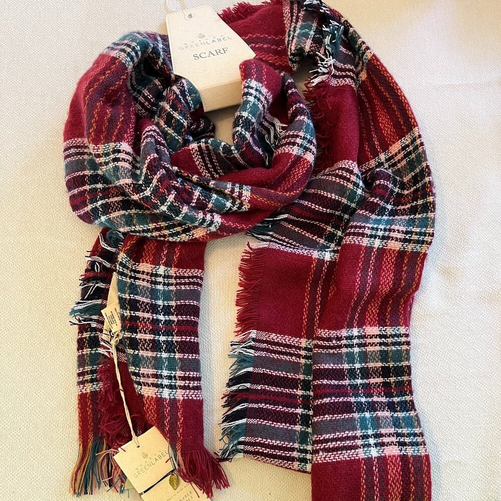 Red plaid Knit Scarf